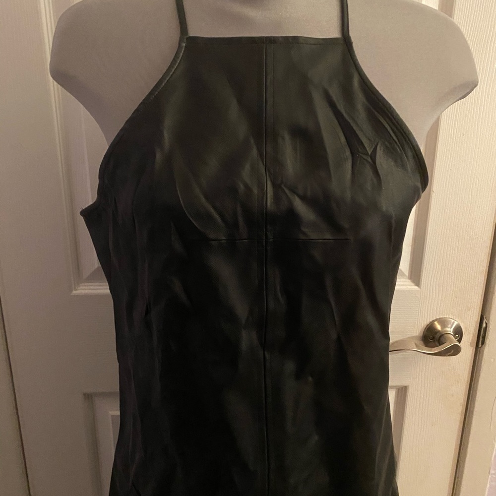 Leather mini dress